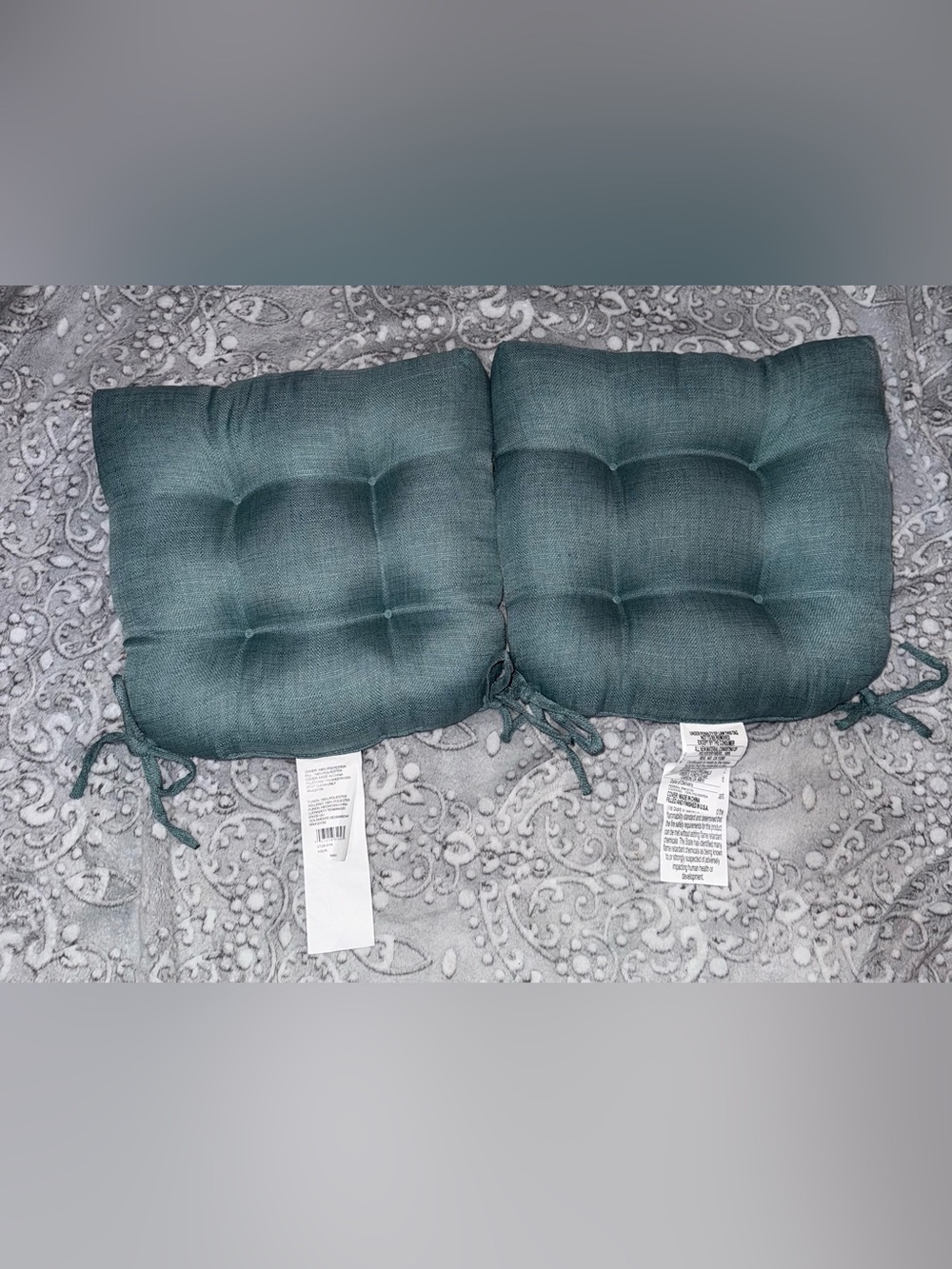 Brentwood Originals Aqua Tufted Chair Cushions – Set of 2 – NEW